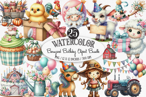 Barnyard Birthday Clipart Bundle Sublimation SVGista 