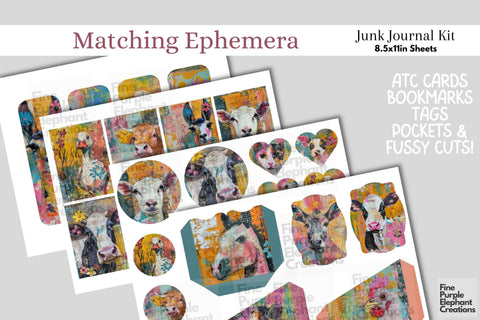 Barnyard Farm Spring Digital Junk Journal Kit Half Pages | Easter Floral Digital Pattern Fine Purple Elephant Creations 