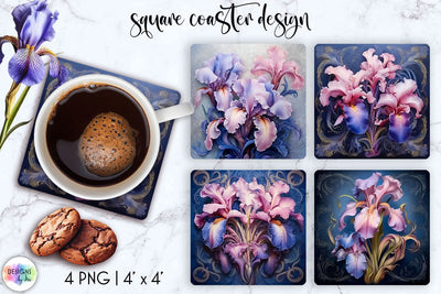Baroque Floral Square Coaster Sublimation Mini Bundle Sublimation Designs by Ira 