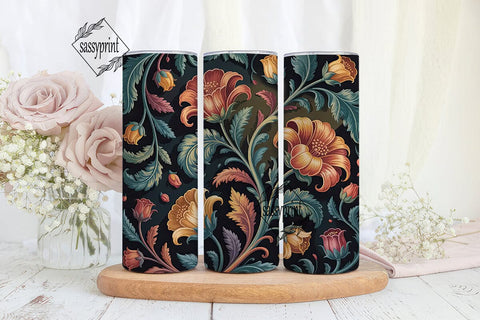 Baroque Floral Tumbler Wrap PNG Sublimation sassyprint 