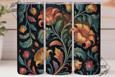 Baroque Floral Tumbler Wrap PNG Sublimation sassyprint 