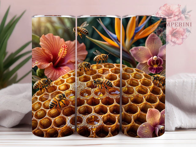 Baroque Honeycomb Bee Botanical Art 20oz Tumbler, Baroque Style, Honeycomb Pattern, Bee Botanical, 20oz Tumbler Wrap, Sublimation Design, Vintage Insect, Digital Download Sublimation Li Zamperini 
