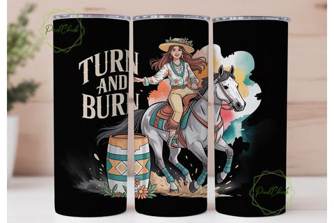Barrel Racing Cowgirl 20oz Tumbler Wrap Sublimation PixelChick 