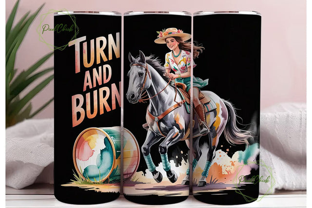 Barrel Racing Cowgirl 20oz Tumbler Wrap Sublimation PixelChick 