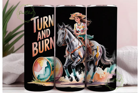 Barrel Racing Cowgirl 20oz Tumbler Wrap Sublimation PixelChick 