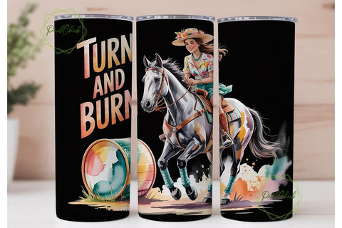 Barrel Racing Cowgirl 20oz Tumbler Wrap Sublimation PixelChick 