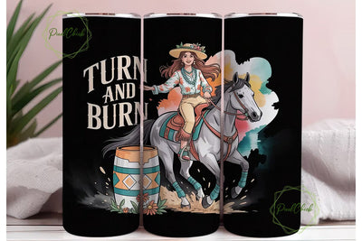 Barrel Racing Cowgirl 20oz Tumbler Wrap Sublimation PixelChick 