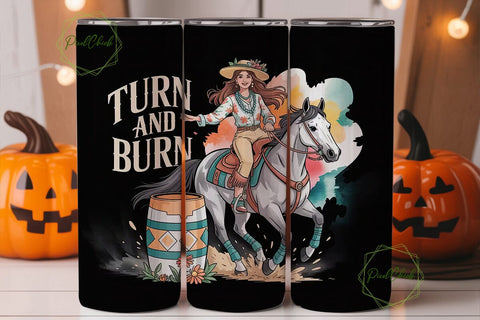 Barrel Racing Cowgirl 20oz Tumbler Wrap Sublimation PixelChick 
