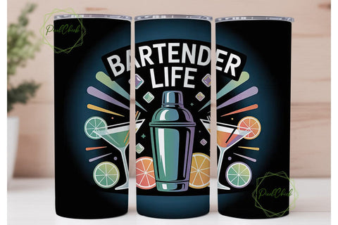 Bartender Life 20oz Tumbler Wrap Sublimation PixelChick 