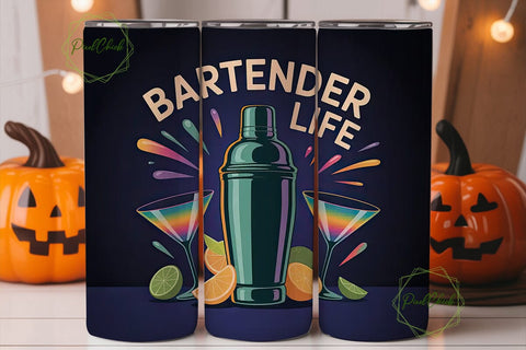 Bartender Life 20oz Tumbler Wrap Sublimation PixelChick 