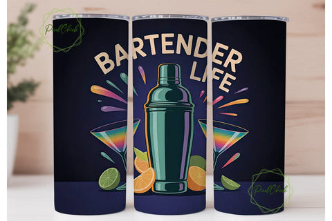 Bartender Life 20oz Tumbler Wrap Sublimation PixelChick 