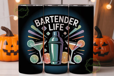 Bartender Life 20oz Tumbler Wrap Sublimation PixelChick 