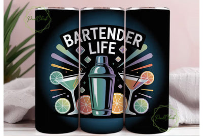 Bartender Life 20oz Tumbler Wrap Sublimation PixelChick 