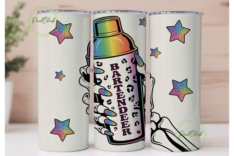 Bartender Skeleton Hand 20oz Tumbler Sublimation PixelChick 