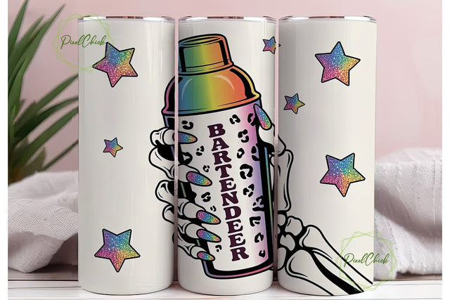 Bartender Skeleton Hand 20oz Tumbler Sublimation PixelChick 