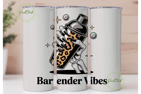 Bartender Vibes 20oz Tumbler Wrap Sublimation PixelChick 