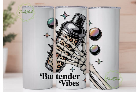 Bartender Vibes 20oz Tumbler Wrap Sublimation PixelChick 