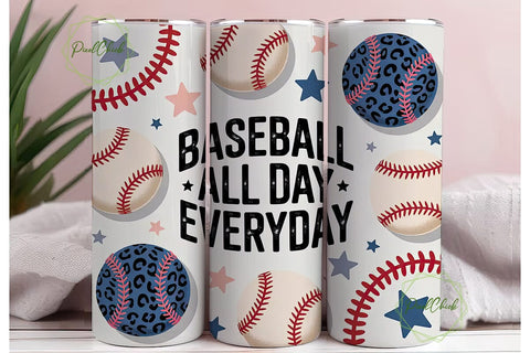 Baseball All Day 20oz Tumbler Wrap Sublimation PixelChick 