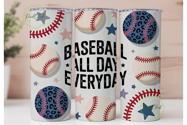 Baseball All Day 20oz Tumbler Wrap Sublimation PixelChick 