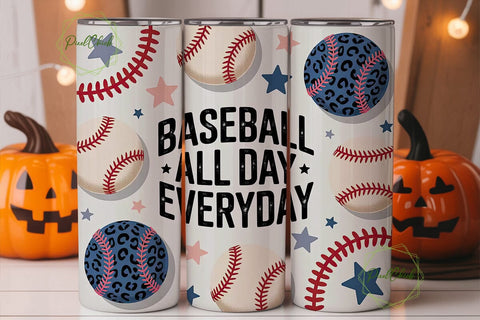 Baseball All Day 20oz Tumbler Wrap Sublimation PixelChick 