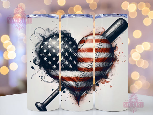 Baseball American Flag 20oz Tumbler Wrap Sublimation Design, Straight Tapered Tumbler Wrap, Baseball Tumbler Png, Instant Digital Download Sublimation SvggirlplusArt 