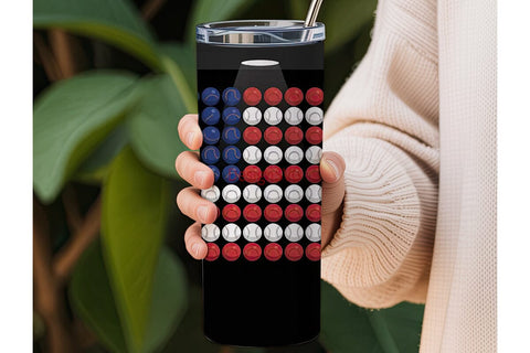 Baseball American Flag 20oz Tumbler Wrap Sublimation DesignSVG 