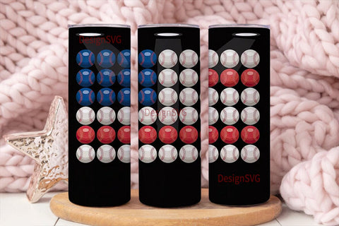 Baseball American Flag 20oz Tumbler Wrap Sublimation DesignSVG 