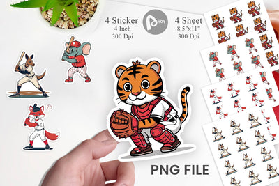 Baseball Animal Sticker Sublimation artnoy 
