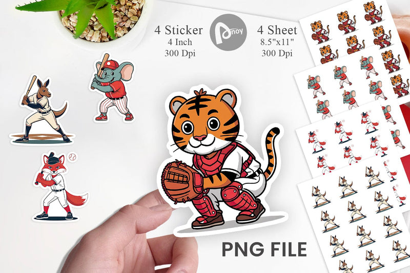 Baseball Animal Sticker Sublimation artnoy 