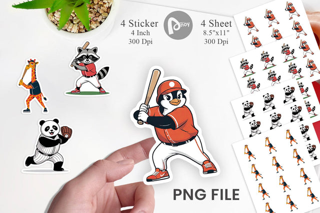 Baseball Animal Sticker Sublimation artnoy 