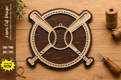 Baseball Bat and Ball Sports Emblem Laser Cut SVG File SVG Regulrcrative 