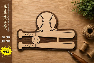 Baseball Bat and Ball Sports Wall Art Laser Cut SVG File SVG Regulrcrative 