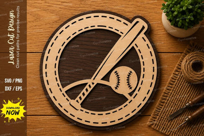 Baseball Bat Circle SVG | Sports Laser Cut File | Glowforge CNC DXF PNG EPS SVG Regulrcrative 