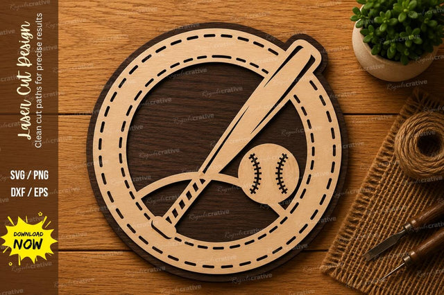 Baseball Bat Circle SVG | Sports Laser Cut File | Glowforge CNC DXF PNG EPS SVG Regulrcrative 
