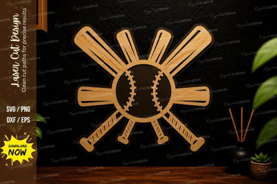 Baseball Bat Emblem Laser Cut Svg Design SVG Regulrcrative 