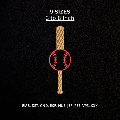 Baseball Bat Machine Embroidery Design – Baseball Sports Mini Embroidery File Embroidery/Applique DESIGNS PatternFeed8 