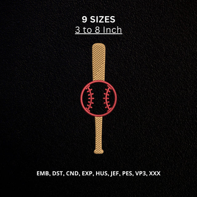 Baseball Bat Machine Embroidery Design – Baseball Sports Mini Embroidery File Embroidery/Applique DESIGNS PatternFeed8 