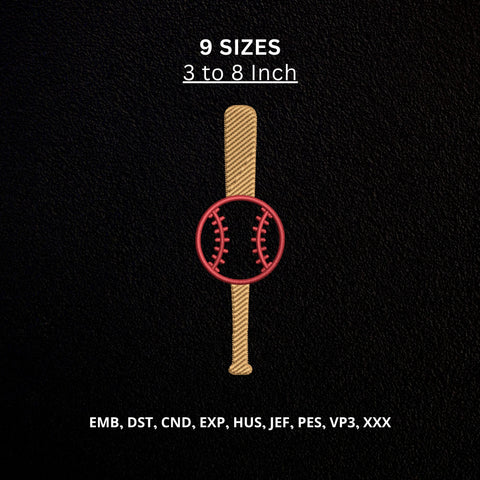 Baseball Bat Machine Embroidery Design – Baseball Sports Mini Embroidery File Embroidery/Applique DESIGNS PatternFeed8 