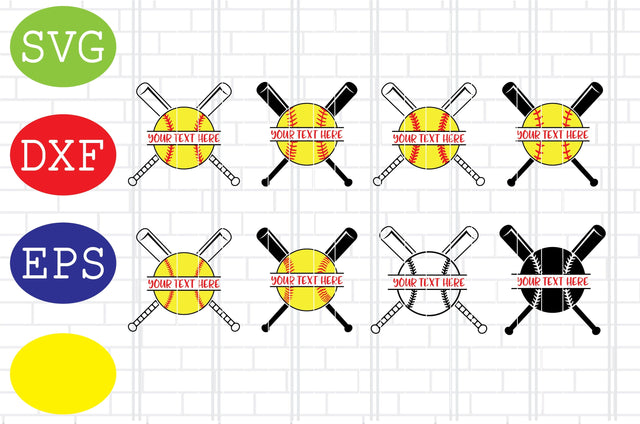 Baseball Bat Split Name Svg, Softball Silhouette, Softball File, Baseball Cut File, Sport Svg, Jpg, Eps, Dxf Files SVG DigitalSvgFiles 