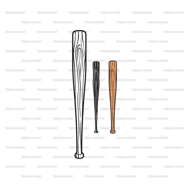 Baseball Bat SVG | Sports Bat Vector | Cricut Cut File | Laser Ready Design SVG TribaliumArtSF 