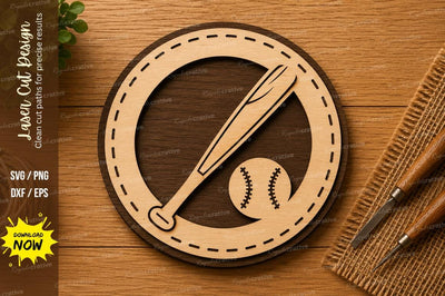 Baseball Bat SVG | Sports Circle Laser Cut File | Glowforge CNC DXF PNG EPS SVG Regulrcrative 