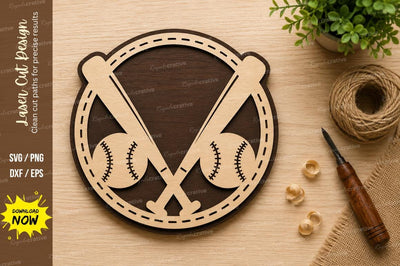 Baseball Bats Circle Laser Cut SVG Design SVG Regulrcrative 