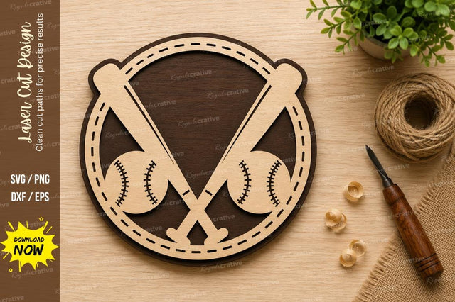 Baseball Bats Circle Laser Cut SVG Design SVG Regulrcrative 