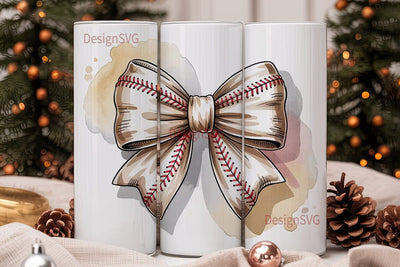 Baseball Bow 20oz Tumbler Wrap Sublimation DesignSVG 