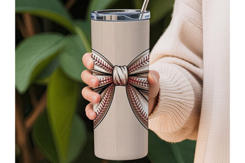 Baseball Bow 20oz Tumbler Wrap Sublimation DesignSVG 