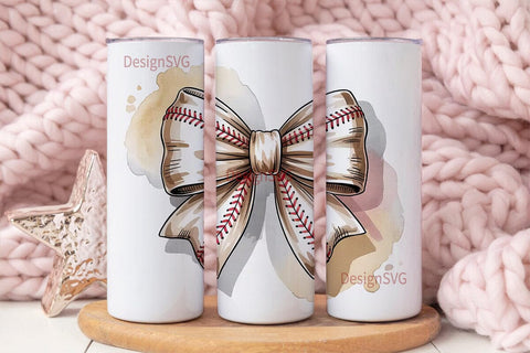 Baseball Bow 20oz Tumbler Wrap Sublimation DesignSVG 