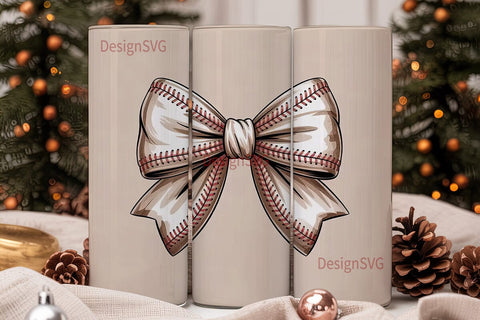 Baseball Bow 20oz Tumbler Wrap Sublimation DesignSVG 