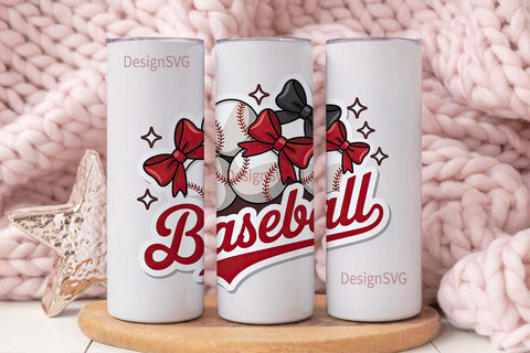Baseball Bows 20oz Tumbler Wrap Sublimation DesignSVG 
