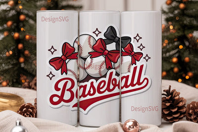 Baseball Bows 20oz Tumbler Wrap Sublimation DesignSVG 