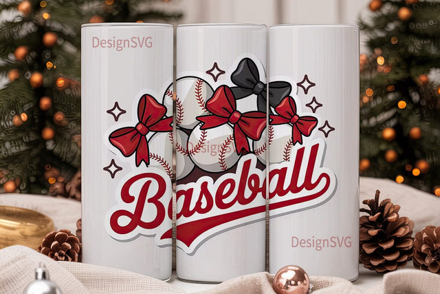 Baseball Bows 20oz Tumbler Wrap Sublimation DesignSVG 